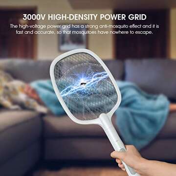 imirror Bug Zapper Racket, 2 in 1 Rechargeable Electric Fly Swatter, Mosquito Swatter for Indoor and...