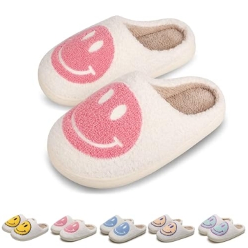 KEYUSHOP Happy Face Slippers for Kids - Soft and Plush Winter Fuzzy House Shoes