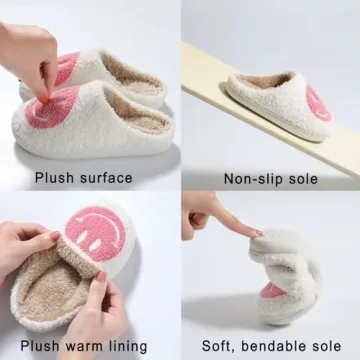 KEYUSHOP Happy Face Slippers for Kids Soft Warm Anti-Slip