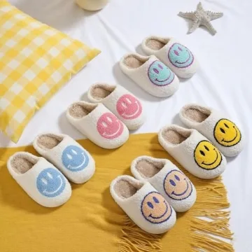 KEYUSHOP Happy Face Slippers for Kids Soft Warm Anti-Slip