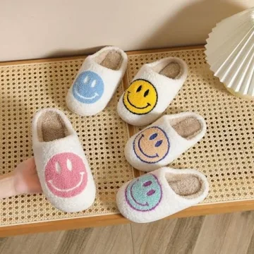 KEYUSHOP Happy Face Slippers for Kids Soft Warm Anti-Slip