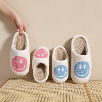 KEYUSHOP Happy Face Slippers for Kids Soft Warm Anti-Slip