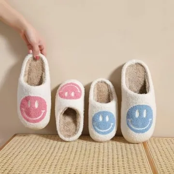 KEYUSHOP Happy Face Slippers for Kids Soft Warm Anti-Slip
