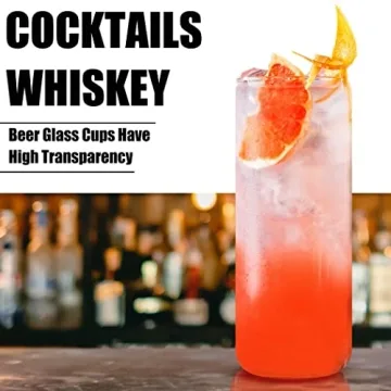 Durable 24oz Glass Can Tumblers with Lids and Straws