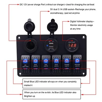Shop BlueFire 6 Gang Rocker Switch Panel for RVs and Boats