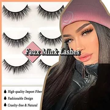 Lashes 3D False Eyelashes, Lashes Natural Look 3 Pairs Wispy Eyelashes Fluffy Volume Cat Eye Lashes
