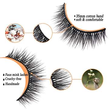 Lashes 3D False Eyelashes, Lashes Natural Look 3 Pairs Wispy Eyelashes Fluffy Volume Cat Eye Lashes