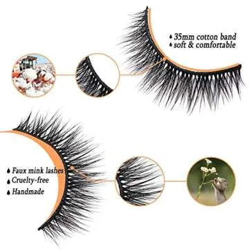 Lashes 3D False Eyelashes, Lashes Natural Look 3 Pairs Wispy Eyelashes Fluffy Volume Cat Eye Lashes