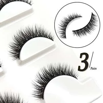 Lashes 3D False Eyelashes, Lashes Natural Look 3 Pairs Wispy Eyelashes Fluffy Volume Cat Eye Lashes