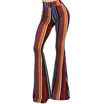 Vivicastle Women's Boho Comfy Stretchy Bell Bottom Flare Pants (FF43, Multi, Large)
