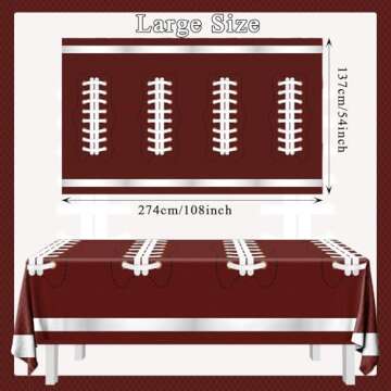 Pymurod Football Party Decorations Tablecloth Disposable Plastic Touchdown Table Cover Game Day Tail...