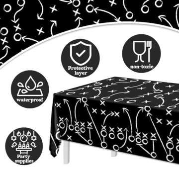 Pymurod Football Party Decorations Tablecloth Disposable Plastic Touchdown Table Cover Game Day Tailgate Decorations Football Themed Birthday Party Favors Supplies 54 X 108Inch, 3 Pack