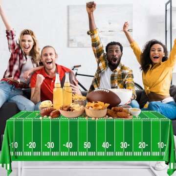 Pymurod Football Party Decorations Tablecloth Disposable Plastic Touchdown Table Cover Game Day Tailgate Decorations Football Themed Birthday Party Favors Supplies 54 X 108Inch, 3 Pack