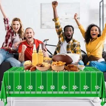 Pymurod Football Party Decorations Tablecloth Disposable Plastic Touchdown Table Cover Game Day Tailgate Decorations Football Themed Birthday Party Favors Supplies 54 X 108Inch, 3 Pack