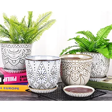 Boho Ceramic Planter for Indoor or Outdoor Plants