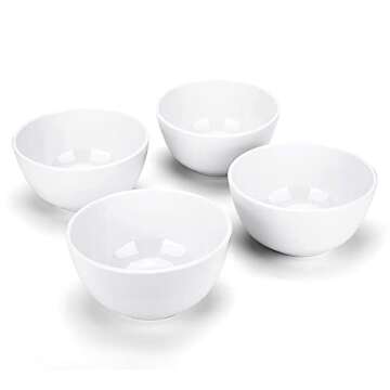 KX-WARE Melamine Bowls with Lids set - 28oz 6inch 100% Melamine Cereal/Soup/Salad Bowls, Set of 6 White | Shatter-Proof and Chip-Resistant Dishwasher Safe, BPA Free
