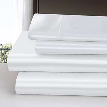 Luxurious Homiest Satin Sheets Set with Deep Pockets - Queen White