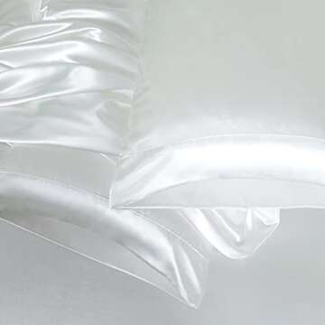 Luxurious Homiest Satin Sheets Set with Deep Pockets - Queen White