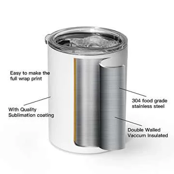 AGH 12 oz Sublimation Tumblers, 6 Pack Straight Tumbler with Lid and Straw, White Flat Cups