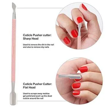 Cuticle Trimmer with Cuticle Pusher and Cutter-YINYIN Cuticle Cutter Cuticle Nipper Professional Stainless Steel Cuticle Clippers Durable Pedicure Manicure Tools for Fingernails and Toenails (Pink)