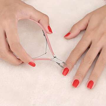 Cuticle Trimmer with Cuticle Pusher and Cutter-YINYIN Cuticle Cutter Cuticle Nipper Professional Stainless Steel Cuticle Clippers Durable Pedicure Manicure Tools for Fingernails and Toenails (Pink)