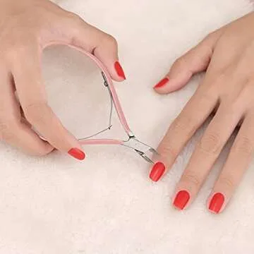 Cuticle Trimmer with Cuticle Pusher and Cutter-YINYIN Cuticle Cutter Cuticle Nipper Professional Stainless Steel Cuticle Clippers Durable Pedicure Manicure Tools for Fingernails and Toenails (Pink)
