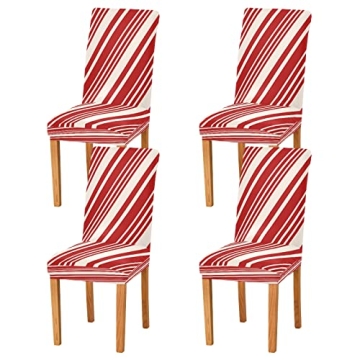 Festive Christmas Candy Cane Chair Covers for Home & Kitchen