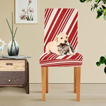 Festive Christmas Candy Cane Chair Covers for Home & Kitchen