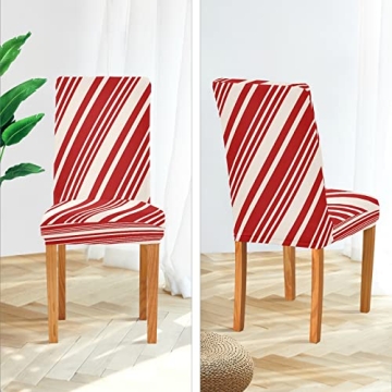 Festive Christmas Candy Cane Chair Covers for Home & Kitchen