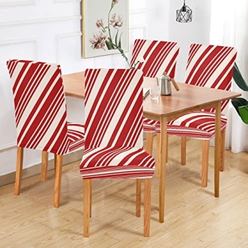 Festive Christmas Candy Cane Chair Covers for Home & Kitchen