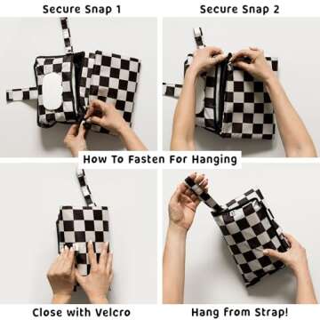 Tiny Twinkle Portable Diaper Changing Pad, Foldable Waterproof Baby Change Pad for Newborn Girl & Boy with Smart Wipes Pocket (Beige Checkers)