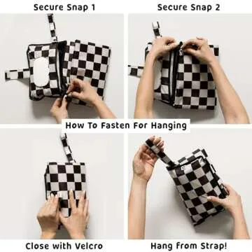 Tiny Twinkle Portable Diaper Changing Pad, Foldable Waterproof Baby Change Pad for Newborn Girl & Boy with Smart Wipes Pocket (Beige Checkers)