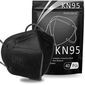 Hotodeal KN95 Face Mask 40 PCs, 5 Layers Cup Dust Mask, Masks Against PM2.5 from Fire Smoke, Dust, f...