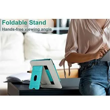 RSAquar Case for 6.8" Kindle Paperwhite (11th Generation-2021) and Kindle Paperwhite Signature Edition, Slim PU Leather Cover with Auto Sleep Wake, Hand Strap, Card Slot and Foldable Stand, Sky Blue