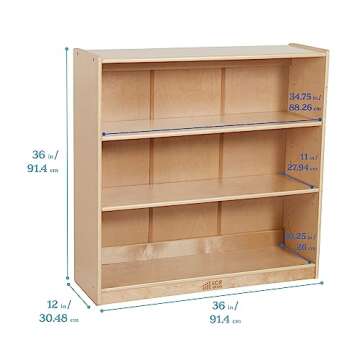 ECR4Kids Classic Bookcase, 36in, Adjustable Shelves, Natural