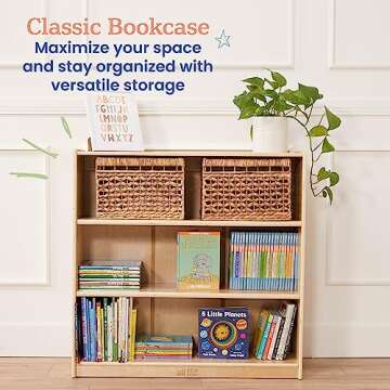 ECR4Kids Classic Bookcase, 36in, Adjustable Shelves, Natural