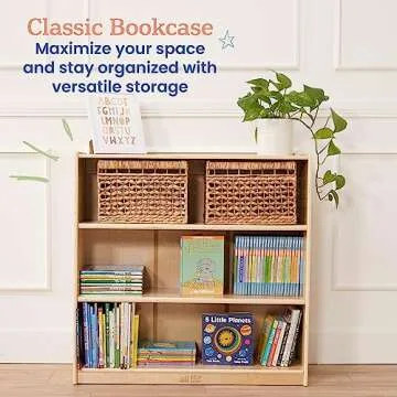ECR4Kids Classic Bookcase, 36in, Adjustable Shelves, Natural