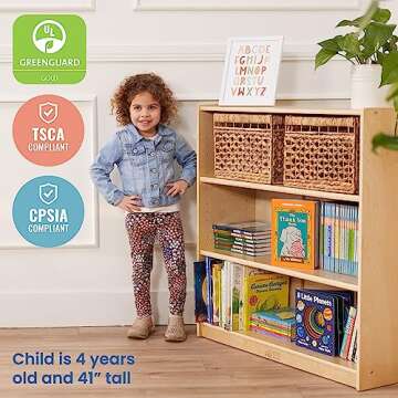 ECR4Kids Classic Bookcase, 36in, Adjustable Shelves, Natural