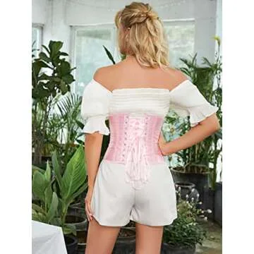 Alivila.Y Fashion Womens Sexy Vintage Underbust Waist Training Corset 2686A-Pink-XL