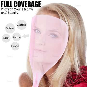 AUEAR Pro Barber Hair Cutting Shield - Pink Hairspray Hairdressing Mask, Water Proof Plastic Reusabl...