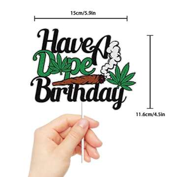 Have a Dope Birthday Cake Topper Green Glitter Pot Leaf Weed Leaves Happy Birthday Cake Decoration M...