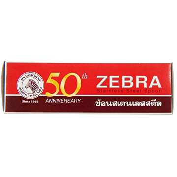 Zebra Thai Chinese Asian Stainless Steel Rice Soup Spoon (12 Pack), Silver