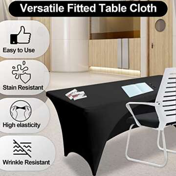 FestiCorp Black Fitted Table Cover for 6-Foot Tables