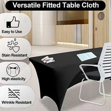 FestiCorp Black Fitted Table Cover for 6-Foot Tables