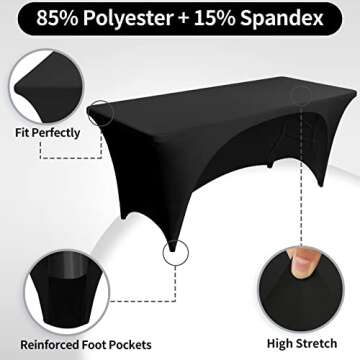 FestiCorp Black Fitted Table Cover for 6-Foot Tables