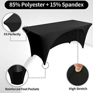 FestiCorp Black Fitted Table Cover for 6-Foot Tables