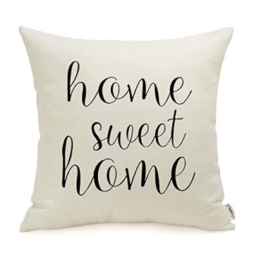 Meekio Farmhouse Pillow Covers with Home Sweet Home Quotes 18“ x 18” for Farmhouse Decor Housewa...