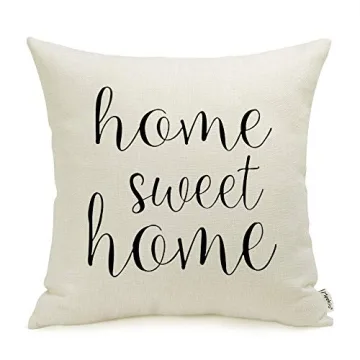 Meekio Farmhouse Pillow Covers with Home Sweet Home Quotes 18“ x 18” for Farmhouse Decor Housewa...