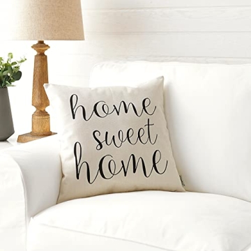 Meekio Farmhouse Pillow Covers for Home Sweet Home Décor