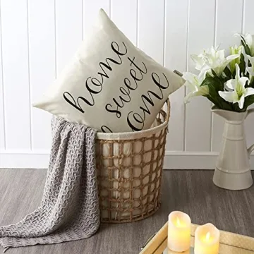 Meekio Farmhouse Pillow Covers for Home Sweet Home Décor